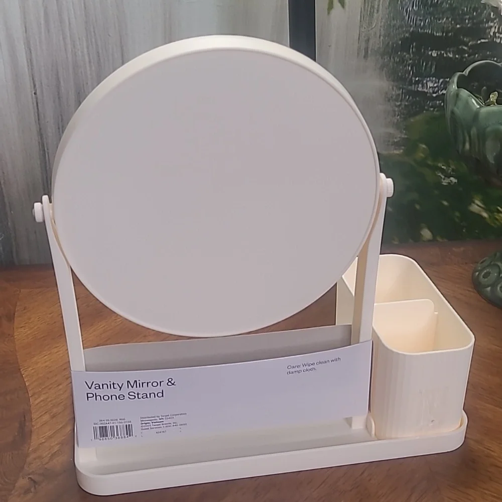 New with tags! Room Essentials Cream Vanity Mirror & Phone Stand with tray
